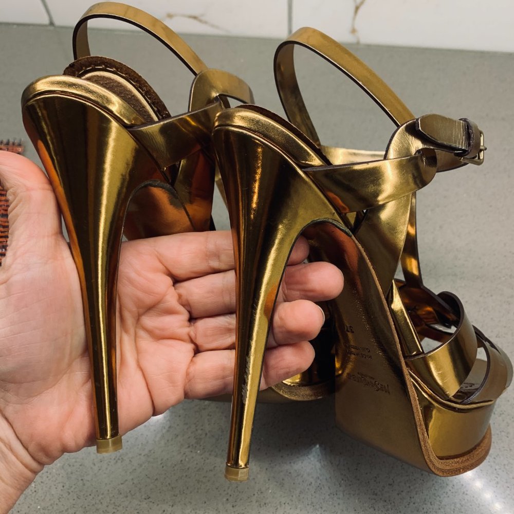 YSL "Tribute" Leather Platform Sandals - Picture 6 of 10